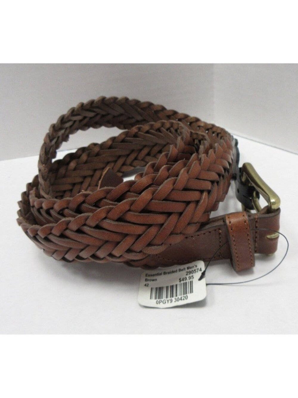 LL Bean Belt 42 Essential Genuine Leather Braided Deadstock NEW